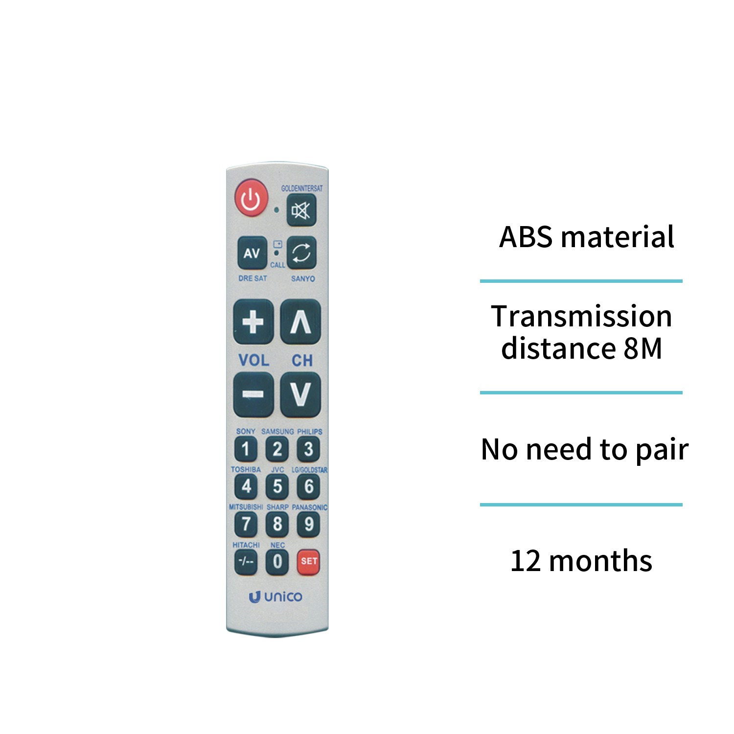 Unico RT9661 Control remoto de TV Anciano remoto